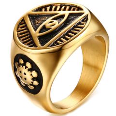 COI Gold Tone Titanium God's Eye Ring-5717
