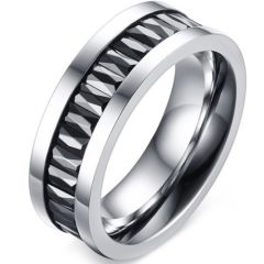 COI Titanium Ring With Black Baguette Cubic Zirconia-5771