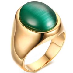 COI Gold Tone Titanium Ring With Cat Eye Stone-5778