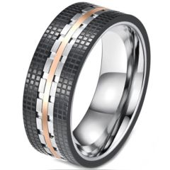 *COI Titanium Black Rose Tire Tread Ring-5814