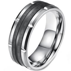 *COI Titanium Black Silver Tire Tread Ring-5819