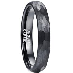 COI Black Tungsten Carbide Hammered Dome Court Ring-5829