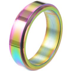 COI Titanium Rainbow Color Step Edges Ring-5883