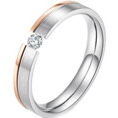 *COI Titanium Rose Silver Solitaire Ring With Cubic Zirconia-5907
