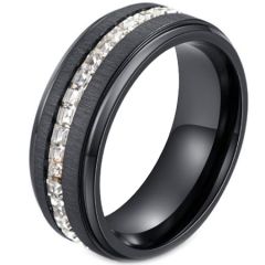 *COI Black Titanium Step Edges Ring With Cubic Zirconia-5912