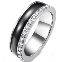 *COI Titanium Black Silver Ring With Cubic Zirconia-5913