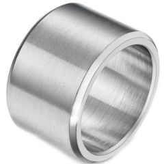 *COI Titanium Black/Silver/Gold Tone 15mm Polished Shiny Matt Beveled Edges Ring-5948