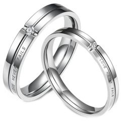 *COI Titanium Love Never Fails Grooves Ring With Cubic Zirconia-5957