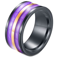 *COI Titanium Black Purple Yellow Resin Ring-5963