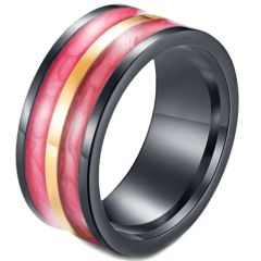 *COI Titanium Black Red Yellow Resin Ring-5965