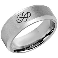 *COI Tungsten Carbide Infinity Heart Beveled Edges Ring-5973