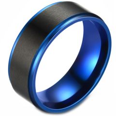 *COI Titanium Black Blue Step Edges Ring-5982