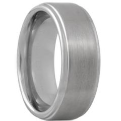 *COI Tungsten Carbide Polished Shiny Matt Step Edges Ring - TG614