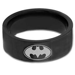*COI Black Titanium Bat Man Pipe Cut Flat Ring-676