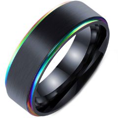 *COI Black Titanium Rainbow Color Step Edges Ring-5283