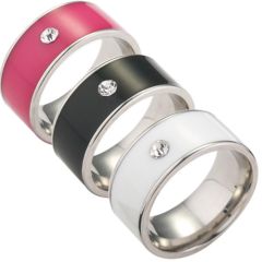 *COI Titanium Black/White/Rose Ceramic Ring With Cubic Zirconia-6840