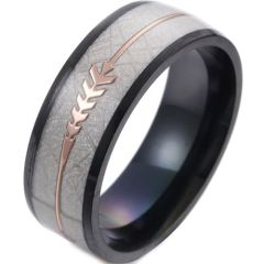 *COI Titanium Black/Blue/Gold Tone/Silver Meteorite Ring With Arrows-6848