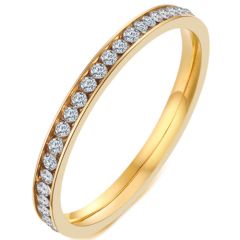*COI Titanium Gold Tone/Silver 2mm Ring With Cubic Zirconia-6867BB