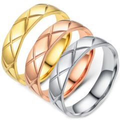 *COI Titanium Gold Tone/Rose/Silver Grooves Dome Court Ring-6895