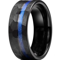 *COI Black Titanium Hammered Ring With Meteorite-6905BB