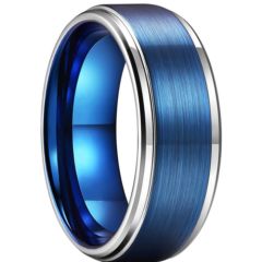 **COI Titanium Blue Silver Step Edges Ring-6929BB