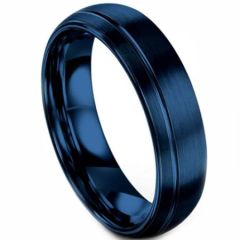 **COI Blue Titanium Offset Groove Dome Court Ring-6933BB