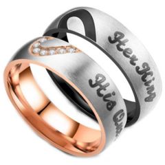 **COI Titanium Black/Rose Silver His Queen/Her King Ring-6960CC