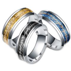 **COI Titanium Black/Gold Tone/Blue Silver Lord The Rings Ring Power Beveled Edges Ring-6966CC
