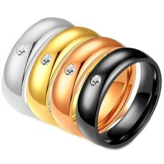 **COI Titanium Black/Gold Tone/Rose/Silver Ring With Cubic Zirconia-7004BB