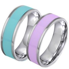 **COI Titanium Blue/Pink Ceramic Pipe Cut Flat Ring-7048BB