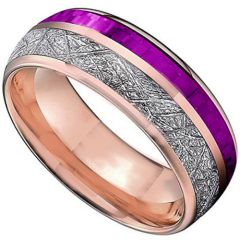 **COI Rose Titanium Meteorite & Purple Ceramic Dome Court Ring-7049BB