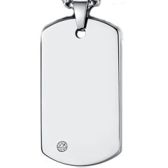 **COI Tungsten Carbide Dog Tag Pendant With Cubic Zirconia-7061DD