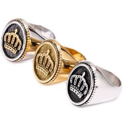 **COI Titanium Crown Signet Ring-7077BB