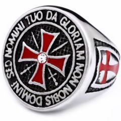**COI Titanium Black Red Silver Cross Ring With Cubic Zirconia-7107BB