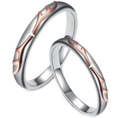 **COI Titanium Rose Silver Couple Wedding Band Ring-7108AA