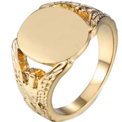 **COI Gold Tone Titanium Eagle Signet Ring-7111AA