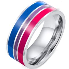 **COI Titanium Blue Purple Red Enamel Pipe Cut Flat Ring-7118AA