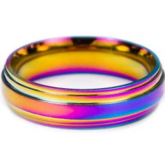 **COI Titanium Rainbow Color Step Edges Ring-7132BB