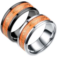 **COI Titanium Black/Silver Orange Lord The Rings Ring Power Beveled Edges Ring-7150BB