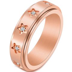 **COI Gold Tone/Silver/Rose Titanium Rotating Ring With Cubic Zirconia-7168BB