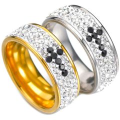 **COI Titanium Gold Tone/Silver Cross Ring With Cubic Zirconia-7207AA