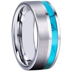 **COI Titanium Turquoise Pipe Cut Flat Ring-7213BB