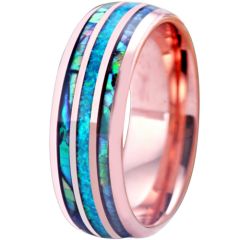 **COI Titanium Rose/Silver Abalone Shell Dome Court Ring-7221BB