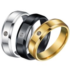 **COI Titanium Black/Gold Tone/Silver Ring With Cubic Zirconia-7225BB