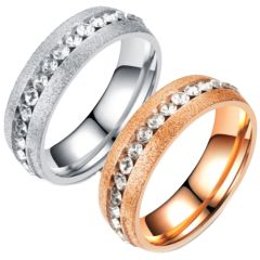 **COI Titanium Rose/Silver Sandblasted Ring With Cubic Zirconia-7226BB