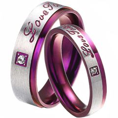 **COI Titanium Purple Silver Love Token Ring With Cubic Zirconia-7228BB