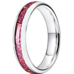 **COI Titanium Dome Court Ring With Red Crushed Opal-7269BB
