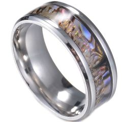 **COI Titanium Abalone Shell Beveled Edges Ring-7299BB