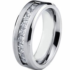 **COI Titanium Beveled Edges Ring With Cubic Zirconia-7308BB