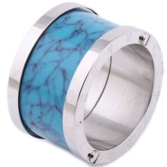 **COI Titanium Turquoise Ring With Roman Numerals-7340AA